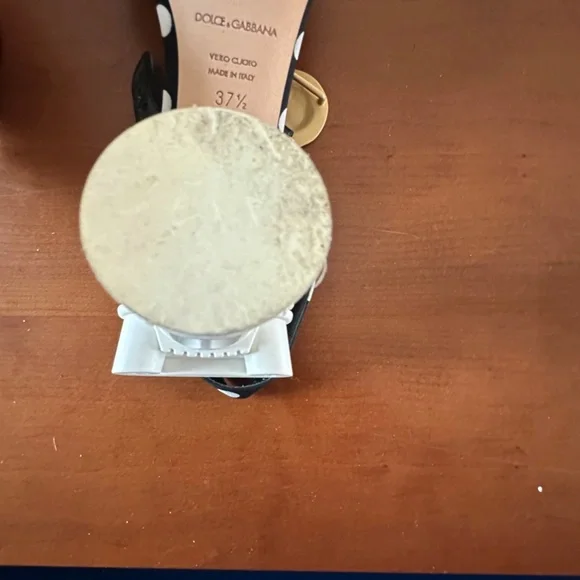 Dolce Gabbana Polka Dot Sandals with  column pillar  heel IT 37.5 - Picture 5 of 5